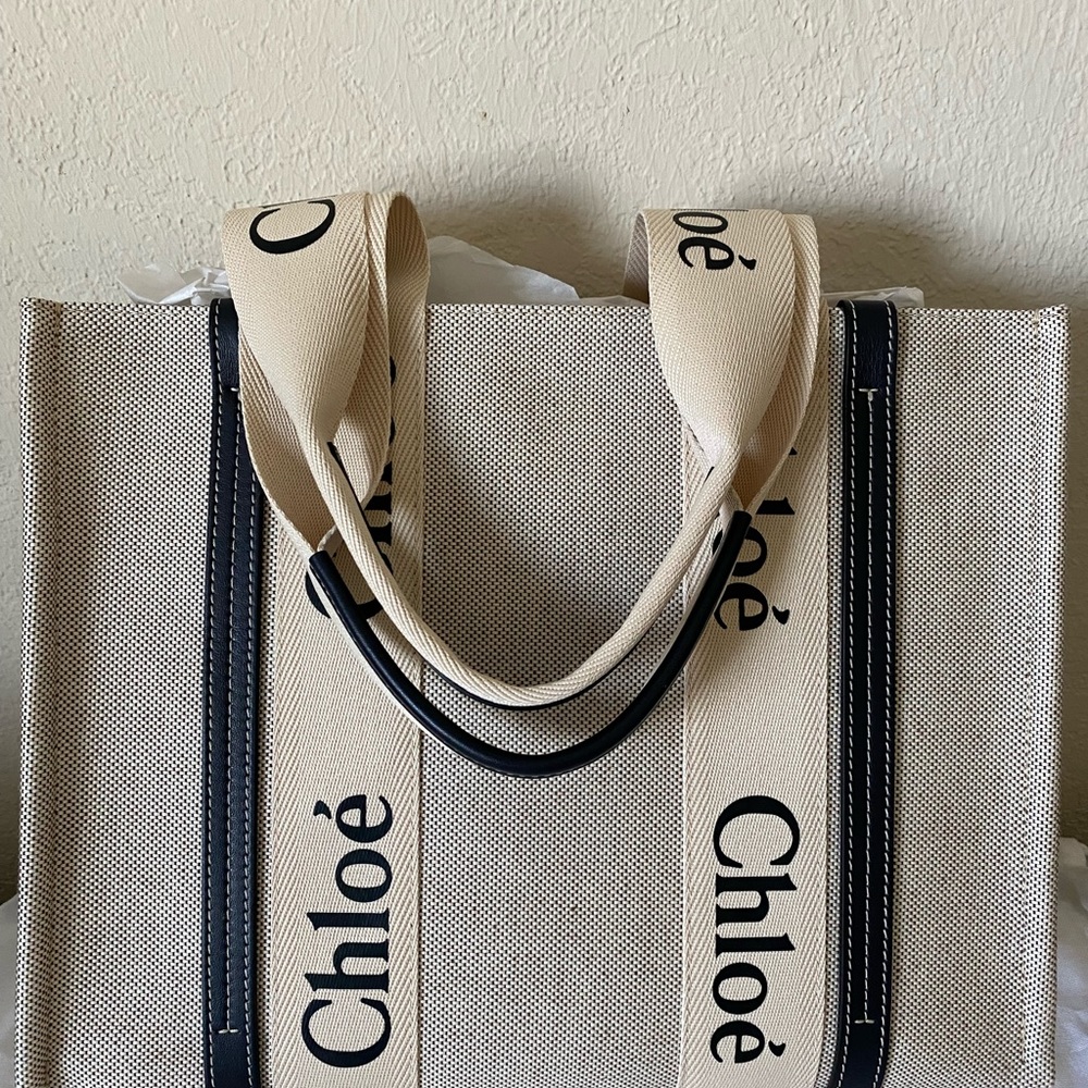 Woody medium leather-trimmed cotton-canvas tote - Picture 5 of 16